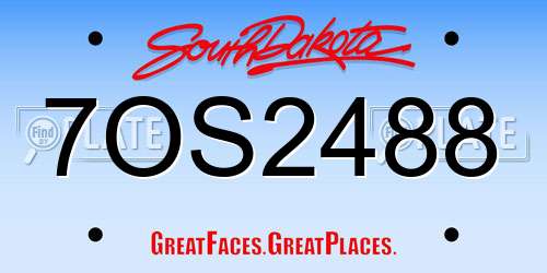7OS2488 South Dakota License Plate