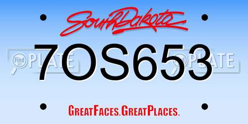 7OS653 South Dakota License Plate