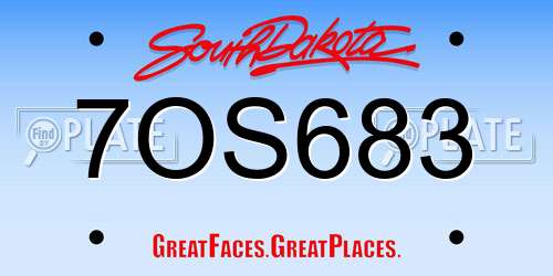 7OS683 South Dakota License Plate