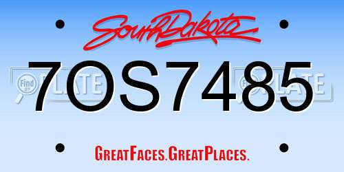 7OS7485 South Dakota License Plate