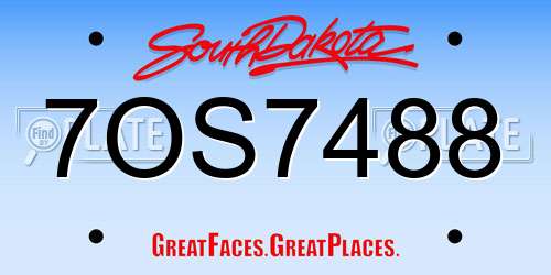 7OS7488 South Dakota License Plate