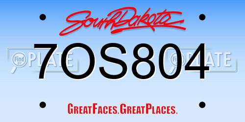7OS804 South Dakota License Plate