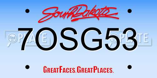 7OSG53 South Dakota License Plate