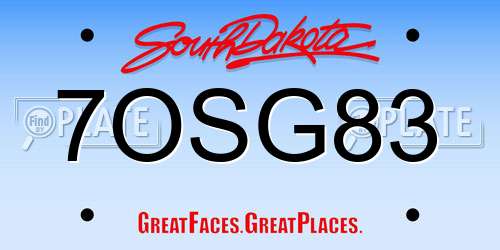 7OSG83 South Dakota License Plate