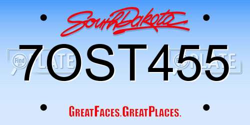 7OST455 South Dakota License Plate