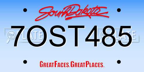 7OST485 South Dakota License Plate