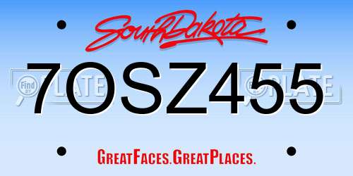 7OSZ455 South Dakota License Plate