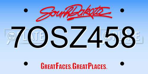 7OSZ458 South Dakota License Plate