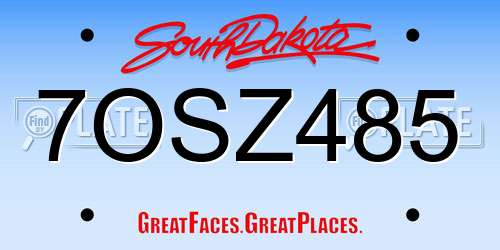 7OSZ485 South Dakota License Plate