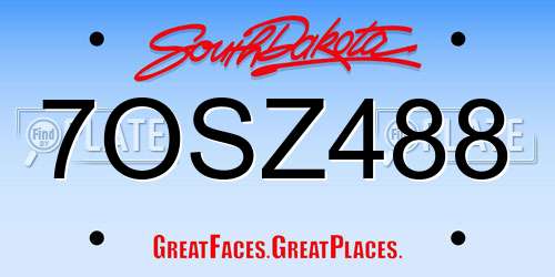 7OSZ488 South Dakota License Plate