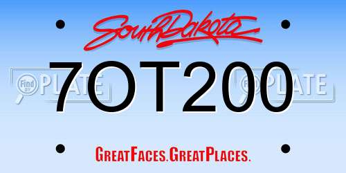 7OT200 South Dakota License Plate