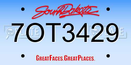 7OT3429 South Dakota License Plate