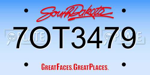 7OT3479 South Dakota License Plate