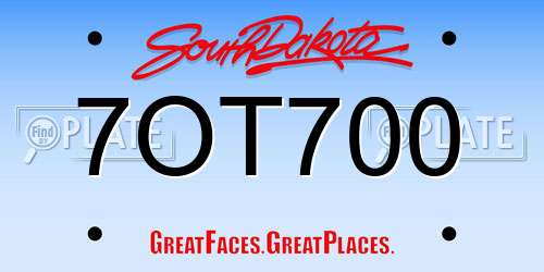 7OT700 South Dakota License Plate