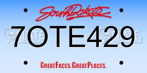 7OTE429 South Dakota License Plate