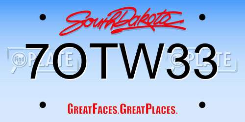 7OTW33 South Dakota License Plate