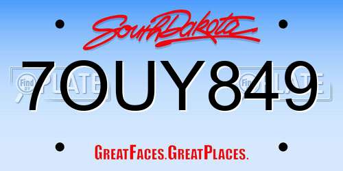 7OUY849 South Dakota License Plate