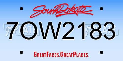 7OW2183 South Dakota License Plate