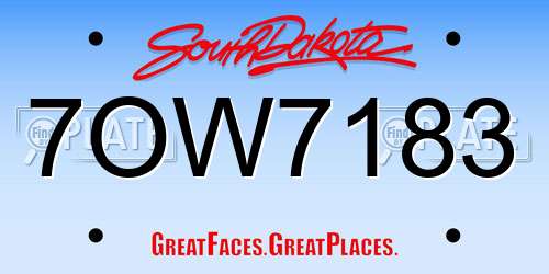 7OW7183 South Dakota License Plate