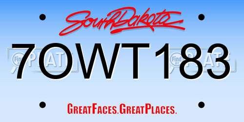 7OWT183 South Dakota License Plate