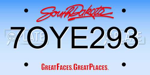 7OYE293 South Dakota License Plate