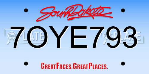 7OYE793 South Dakota License Plate