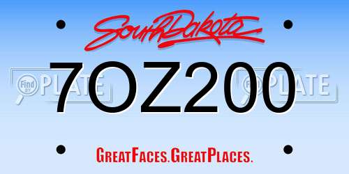 7OZ200 South Dakota License Plate