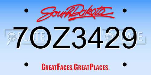 7OZ3429 South Dakota License Plate