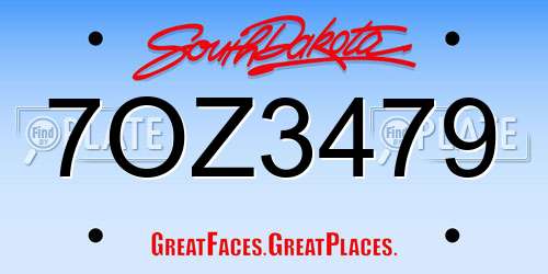 7OZ3479 South Dakota License Plate