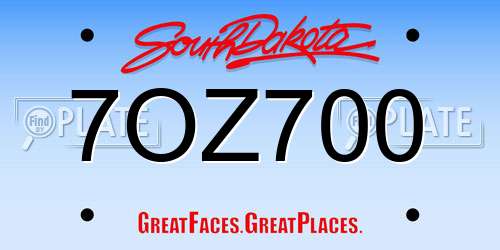 7OZ700 South Dakota License Plate