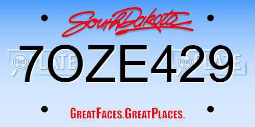 7OZE429 South Dakota License Plate