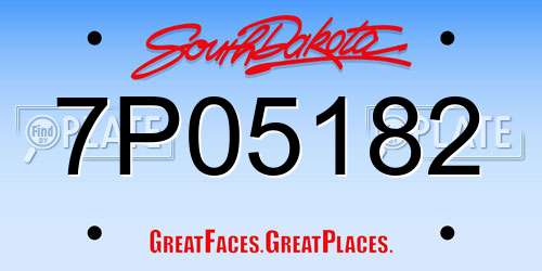 7P05182 South Dakota License Plate