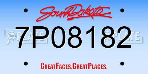 7P08182 South Dakota License Plate