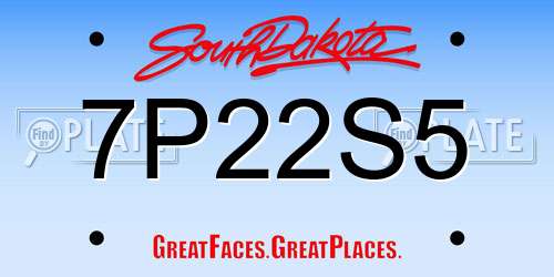 7P22S5 South Dakota License Plate