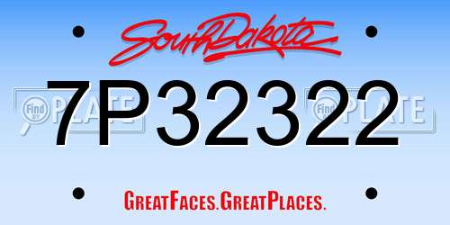 7P32322 South Dakota License Plate