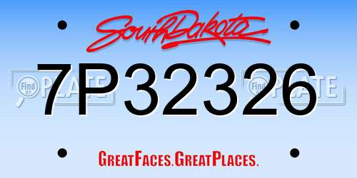 7P32326 South Dakota License Plate