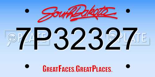 7P32327 South Dakota License Plate