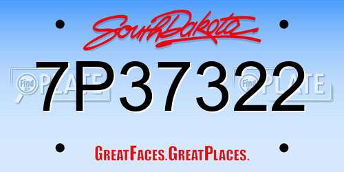 7P37322 South Dakota License Plate
