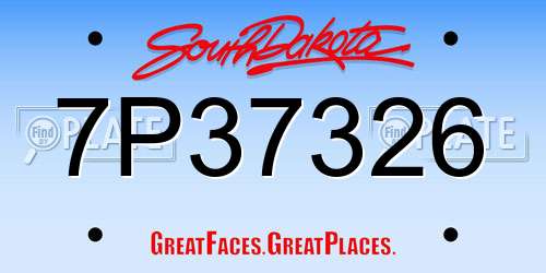 7P37326 South Dakota License Plate