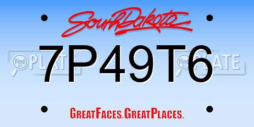 7P49T6 South Dakota License Plate