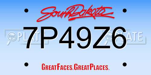 7P49Z6 South Dakota License Plate