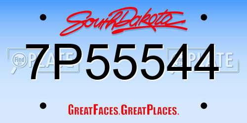 7P55544 South Dakota License Plate