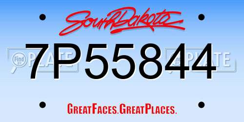 7P55844 South Dakota License Plate