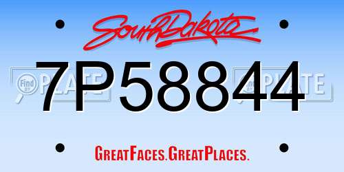 7P58844 South Dakota License Plate
