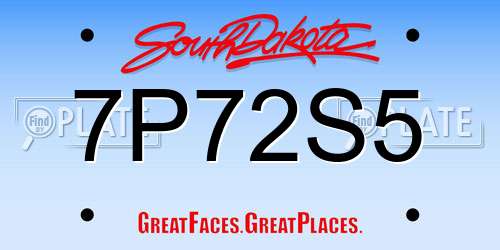 7P72S5 South Dakota License Plate
