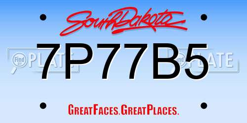 7P77B5 South Dakota License Plate