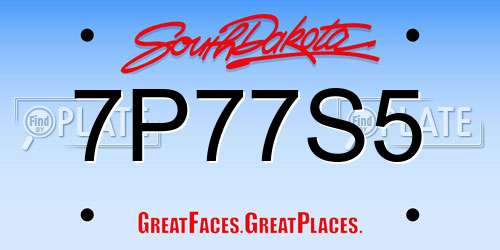 7P77S5 South Dakota License Plate
