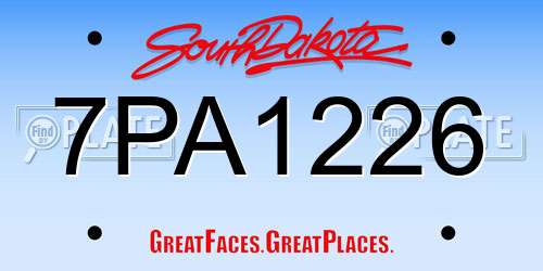7PA1226 South Dakota License Plate