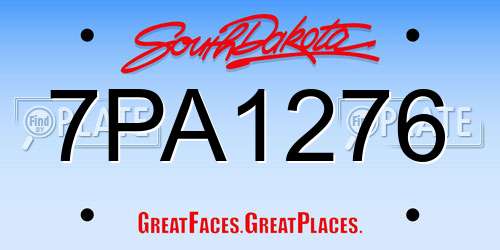 7PA1276 South Dakota License Plate