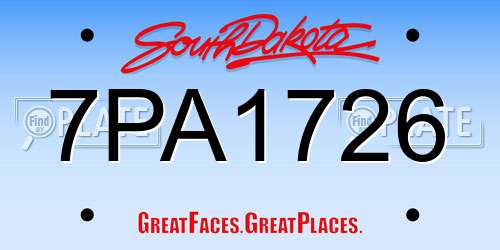 7PA1726 South Dakota License Plate